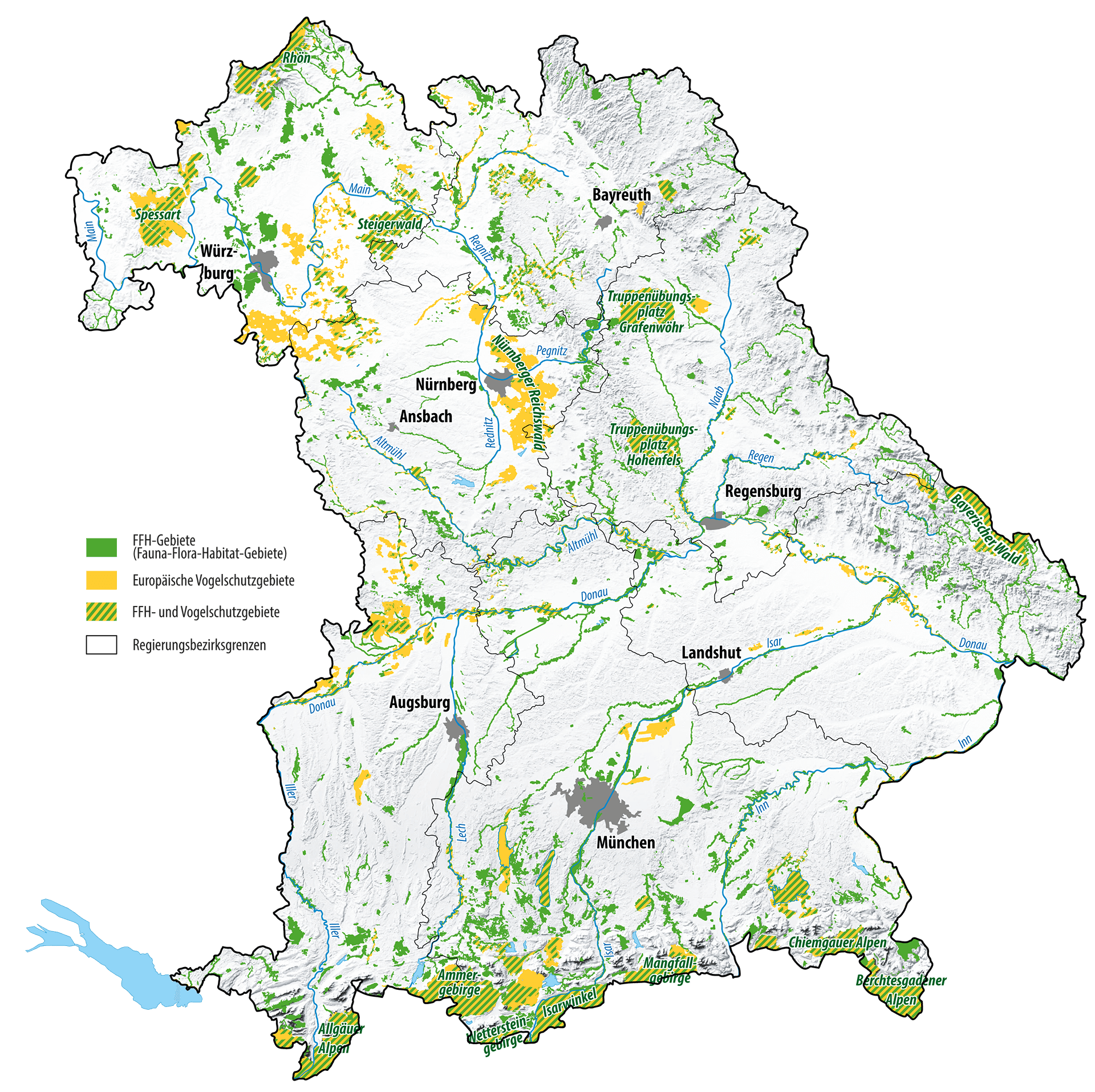 Map: Natura 2000-Netzwerk in Bayern