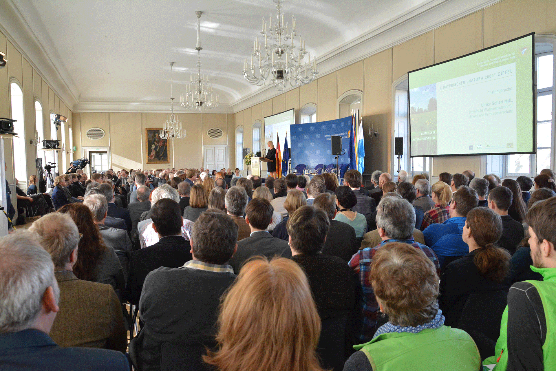 Die ehemalige Bayerische Umweltministerin Ulrike Scharf hält eine Festansprache am Natura 2000-Gipfel in Schloss Nymphenburg am 29. Januar 2018.