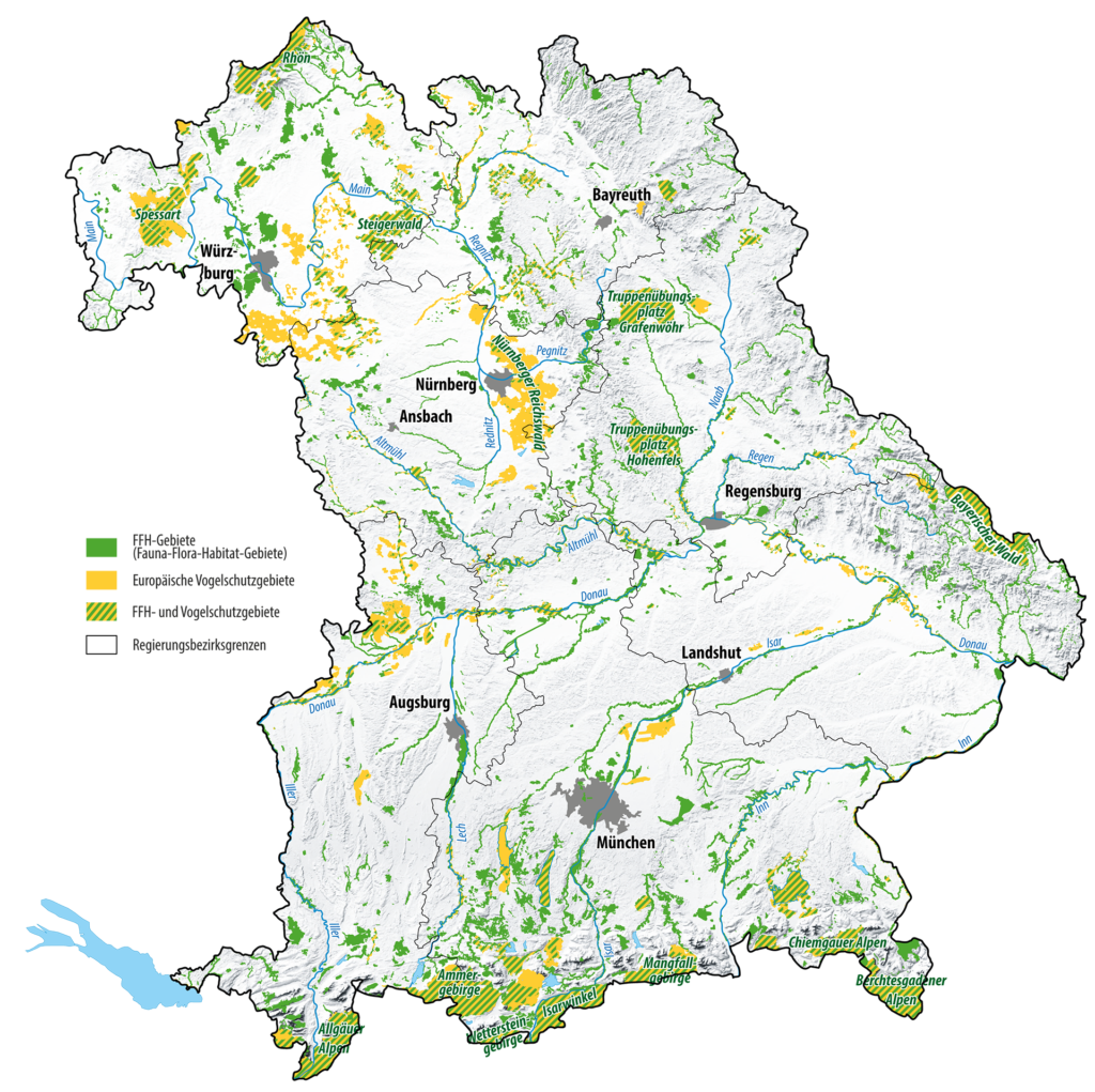 The map shows Natura 2000-areas in Bavaria.