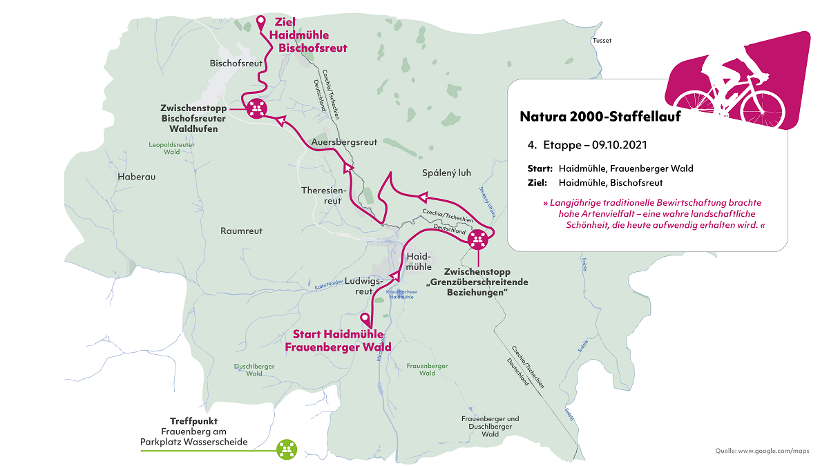 Karte der vierten Etappe des Natura 2000-Staffellaufs