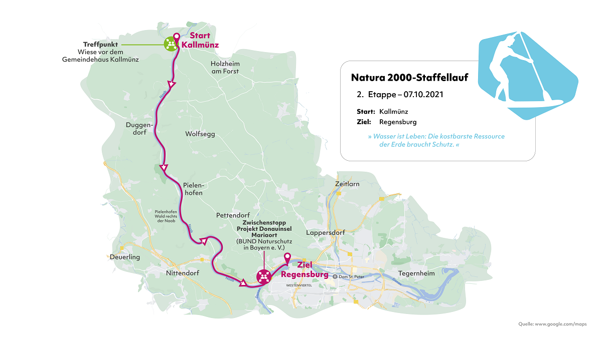 Karte der zweiten Etappe des Natura 2000-Staffellaufs