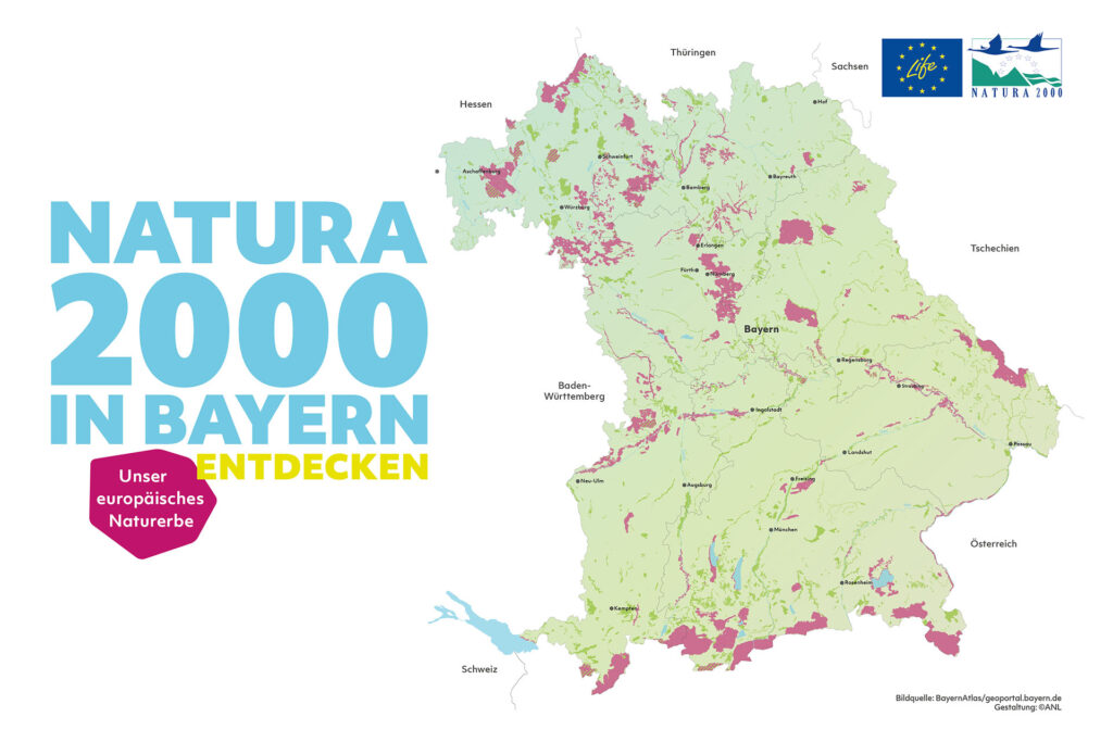 Karte der Natura 2000-Gebiete in Bayern