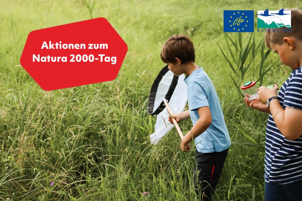 Das Foto zeigt Kinder bei einer Aktion in einem Natura 2000-Gebiet.